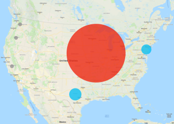 A map of where the luxembourg ancestors passed away in the US