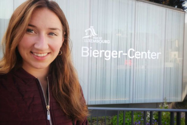 applicant in front of the bierger center