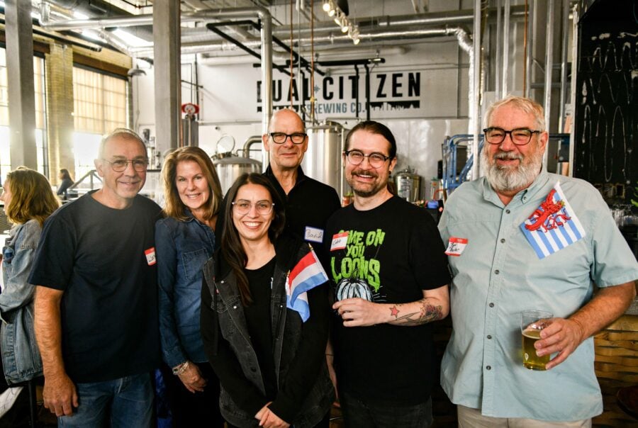 Group of people in a brewery