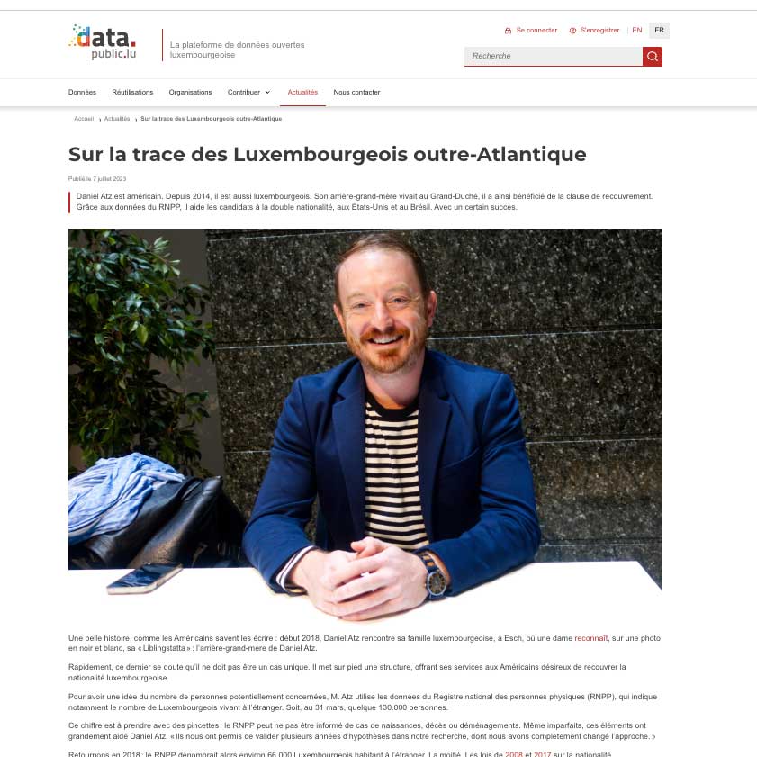 Screenshot of article with Daniel Atz