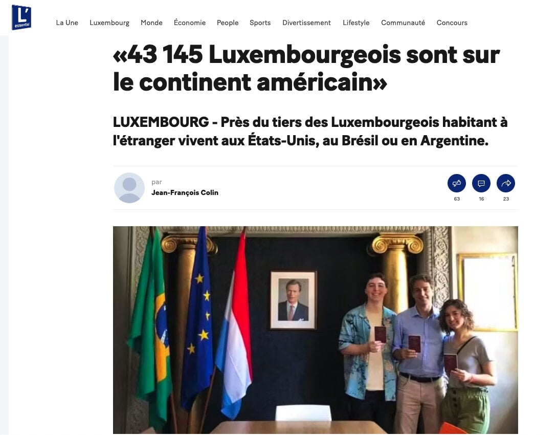 &ldquo;43,145 Luxembourgers Are on the American Continent&rdquo;