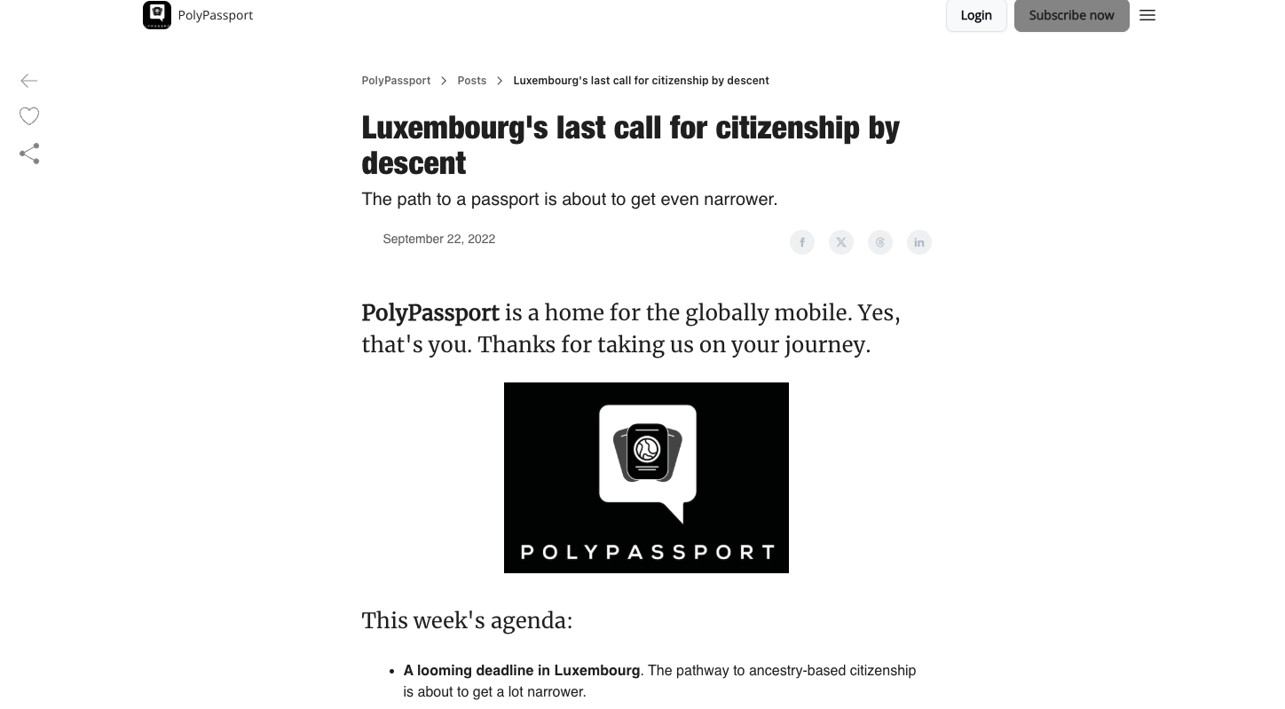 Luxembourg's Last Call for Citizenship by Descent