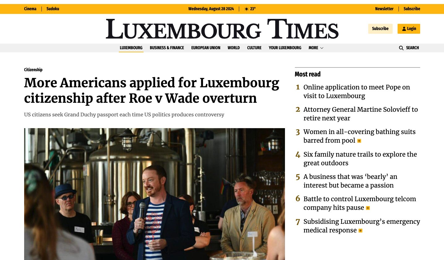 More Americans Applied for Luxembourg Citizenship After Roe v Wade Overturn
