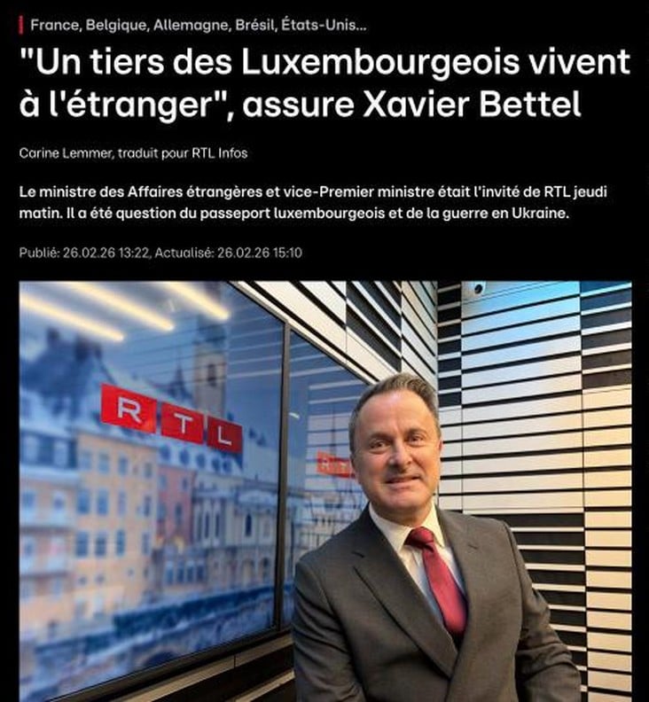 “A Third of Luxembourgers Live Abroad”, Says Foreign Minister Xavier Bettel